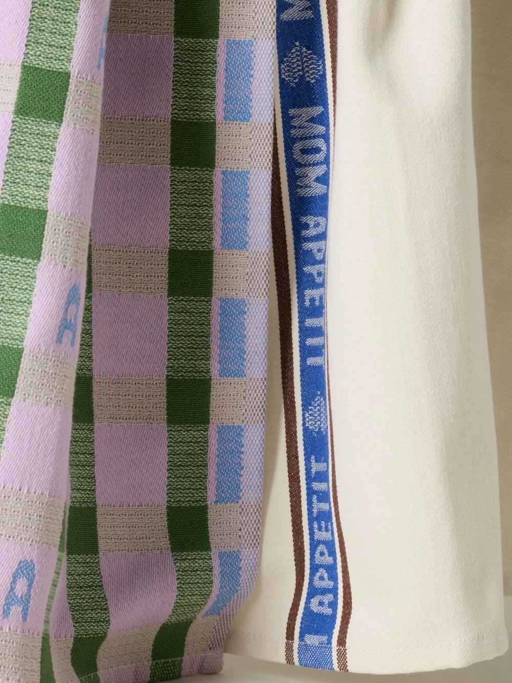 Anthropologie Jacquard Dish Towels Margot Cotton New Mom Appetit Mama Set of 2